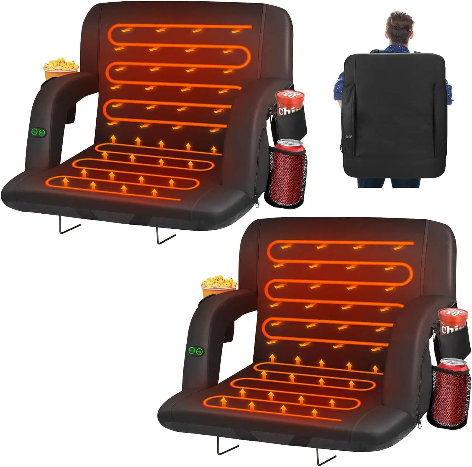 2pcs Dual-Sided Heated Stadium Seats