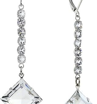 1928 Jewelry Genuine Austrian Diamond Shape Drop Linear Earrings