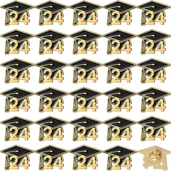 30 Pcs 2024 Graduation Cap Lapel Pin Enamel Jewelry Brooch Graduation Pin Gifts Grad Cap Pin Gifts Bulk for Her Him School Student Accessories