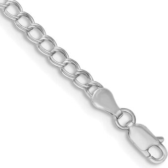 925 Sterling Silver 3.5mm Double Link Charm Pendant Necklace Anklet Jewelry Gifts for Women - Length Options: 10 9