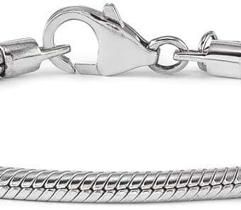 925 Sterling Silver Reflections Lobster Clasp Bead Charm Pendant Necklace Anklet Measures 2mm Wide Jewelry Gifts for Women - Length Options: 10.5 11