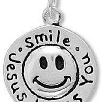 925 Sterling Silver Smile Religious Faith Inspiration Jesus Loves You Charm Pendant Necklace Measures 15mm In Diameter Jewelry Gifts for Women