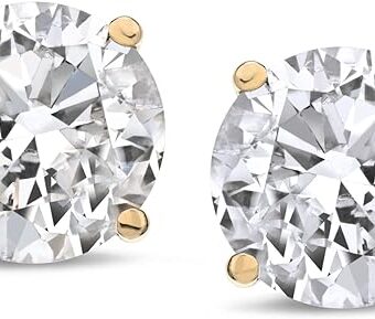 Amazon Collection Certified 14k Gold Round-Cut Diamond Stud Earrings (1/4-2 cttw, K-L Color, I1-I2 Clarity)