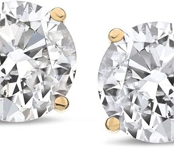 Amazon Collection Certified 14k Gold Round-Cut Diamond Stud Earrings (1/4-2 cttw, K-L Color, I1-I2 Clarity)