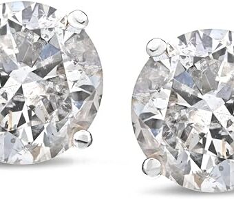 Amazon Essentials 14K Gold Round-Cut Diamond Stud Earrings (1/4-2 cttw, J-K Color, I2-I3 Clarity) (previously Amazon Collection)