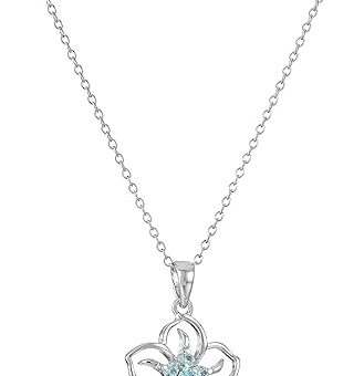 Amazon Essentials Genuine or Created Gemstone Birthstone Flower Pendant Necklace with Chain in Sterling Silver, 18" (previously Amazon Collection)