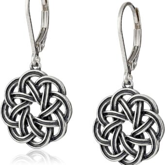 Amazon Essentials Sterling Silver Celtic Knot Leverback Dangle Earrings (previously Amazon Collection)