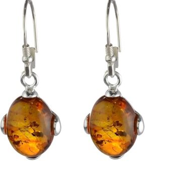 Amber Earrings - Baltic Honey Amber Dangling Earrings "Piper" - Sterling Silver Jewelry Collection