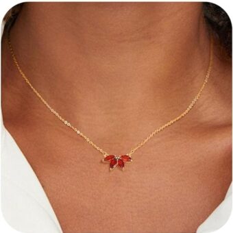 Birthstone Necklace for Women: Gold Necklace 14K Gold Plated Dainty Diomond Necklaces for Women Trendy Simple Pendant Necklace Chains Non Tarnish...