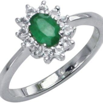 Chrome Diopside Oval Shape 0.42 Carat Natural Earth Mined Gemstone 10K White Gold Ring Unique Jewelry for Women & Men