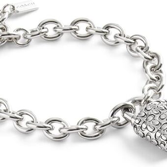 COACH Womens Signature Quilted Padlock Charm Bracelet