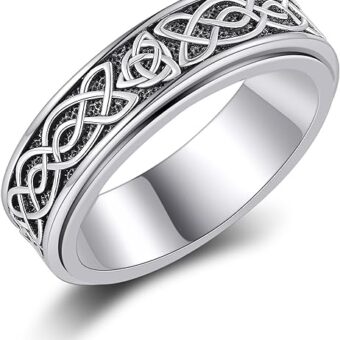 CUPENDA Spinner Ring S925 Sterling Silver Celtic knot Anxiety Spinner Ring Spinner Jewelry Gifts for Women Girls