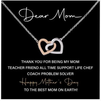 Dear Mom Necklace Gift, Mothers Day Necklace For Mom From Son Or Daughter, Interlocking Heart Necklaces Women, Best Gift Ideas For Mom's Jewelry...