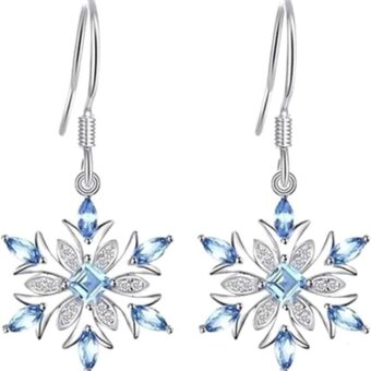 Earrings For Girls Women,Fashion Women Rhinestone Inlaid Snowflake Dangle Hook Earrings Jewelry Xmas Gift - Light Blue