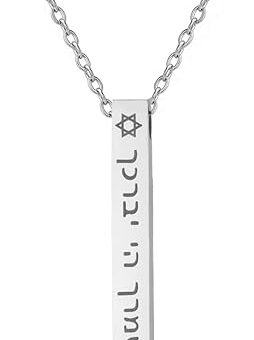 EUEAVAN Bible Verse Bar Necklace for Women Star of David Necklace Hebrew Bar Hebrew Name Necklace Israel Religious Jewelry Gift for Girls Jewish...