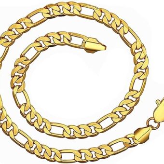 Fine Jewelry 18k Gold Plated 4/6/8/10mm Italian Figaro Link Chain Necklace 20-30' inch