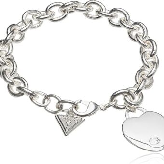 GUESS "Basic" G Logo Heart Link Bracelet