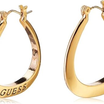 GUESS Basic Small Oval Logo Hoop Earrings