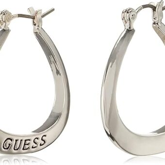 GUESS Basic Small Oval Logo Hoop Earrings