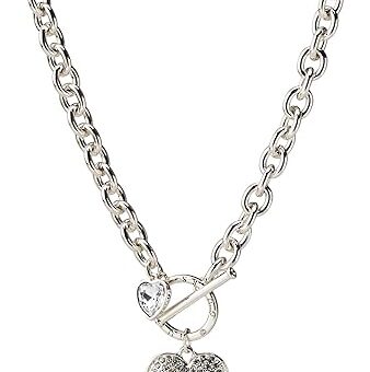 GUESS Women's Toggle Logo Charm Necklace, Silver, One Size