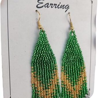 Handmade Seed Beaded Earrings for Women Fashion Glass Hoop Earring, Ethnic Jhumka/Dangle Green Earrings for Women, Indian Jewelry