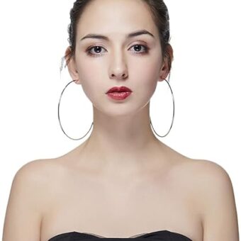 Hypoallergenic Extra Large Basketball Hoop Earrings for Women Men - Big Thin Hoop Earrings