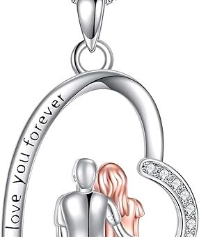 I Love You Forever Necklace 925 Sterling Silver Couple Necklace Heart Jewelry Gifts for Women Wife