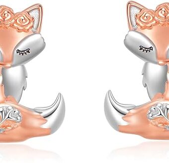 KQF Fox Earrings Sterling Silver Fox Jewelry Cute Animals Earrings for Women Girls