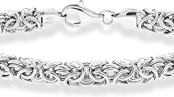 Miabella Italian 925 Sterling Silver Byzantine Bracelet for Women, Handmade in Italy