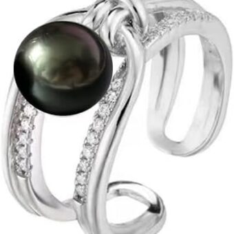 NONNYL Gift for Wife Wedding Birthday Anniversary-Gifts for Women-Tahitian-Black-Pearl-Ring-Mom Grandma Girlfriend Her Mothers Day Valentines Day...