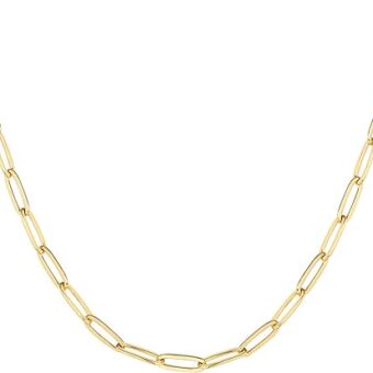 PAVOI 14K Gold Plated Curb Paperclip Box Sphere Bead Snake Herringbone and Figaro Chain Adjustable Necklace