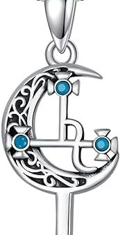 PROESS Lilith Necklace for Women 925 Sterling Silver Turquoise Moon Pendant Sigil of Lilith Necklace Pagan Amulet Witchcraft Jewelry Wiccan...