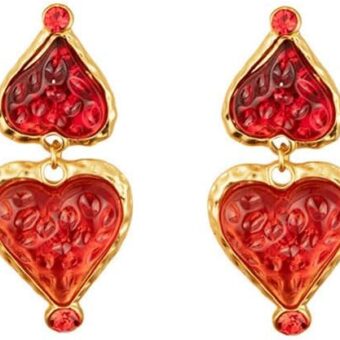 Red Heart Crystal Dangle Drop Earrings, Rhinestone Jewelry For Women, Valentine'S Day Gift Vintage Earrings