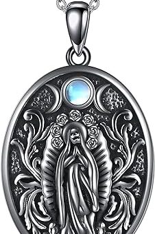 Santa Muerte Necklace Sterling Silver Pagan Wiccan Santa Muerte Pendant Necklace Religion Jewelry Gift for Women Men