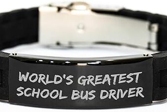 School Bus Driver Gifts - World's Greatest School Bus Driver Gifts - Funny School Bus Driver Jewelry - Glidelock Clasp Bracelet - Mother's Day...