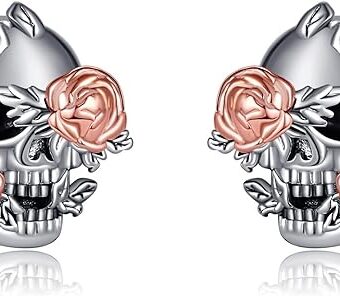 Skull Earrings Sterling Silver Skeleton Stud Earrings Gothic Earrings Jewelry Gift for Women Girls