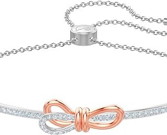 Swarovski Lifelong Bow Necklace and Bracelet Jewelry Collection, Clear Crystals, Rhodium Finish