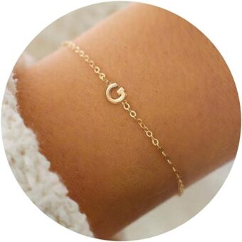 Turandoss Gold Initial Bracelets for Women Girls Gifts - 16K Gold Plated Letter Initial Bracelet Dainty Gold Bracelets for Women Initial Bracelets...