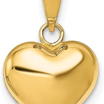 14k Yellow Gold Puffed Heart Pendant (L- 15 mm, W- 10 mm) Gift for Women