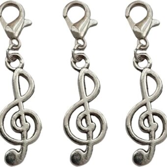 3 Pcs Music Note Charm, Pendant Clip, Purse Zip, Treble Clef Pendant, Rock Symbol Piano Charms