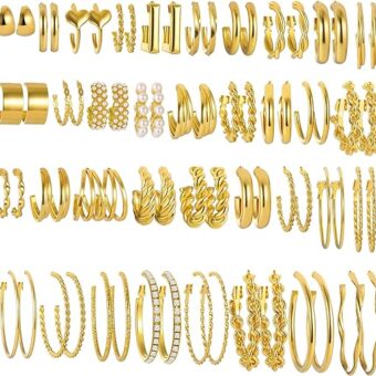 36 Pairs Gold Hoop Earrings Set for Women Girls Multipack, Hypoallergenic Chunky Chain Twisted Hoop Earrings Pack, Fashion Dangle Earrings Jewelry...