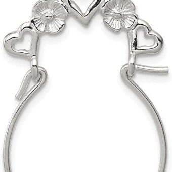 925 Sterling Silver Heart Charm Holder Pendant for Women (L- 42 mm, W- 20 mm)