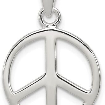 925 Sterling Silver Peace Sign Pendant (L- 24 mm, W- 16 mm) Gift for Women