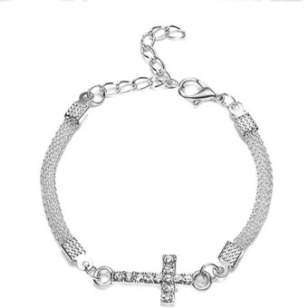 Bracelets for Women Cubic Zirconia Mesh Link Chain Bracelet Adjustable Silver Plated Jewelry Birthday Mothers Day Gifts