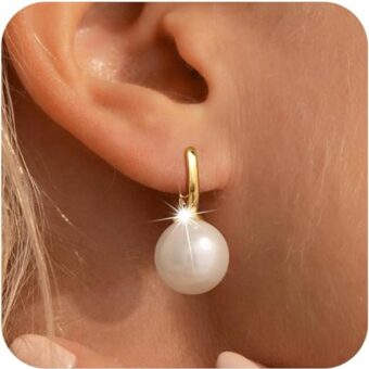 CHESKY Pearl Earrings for Women, Dainty 14K Gold Plated/925 Sterling Silver Drop Quality Handpicked AAA+ Freshwater Cultured Round Pearls Dangle...