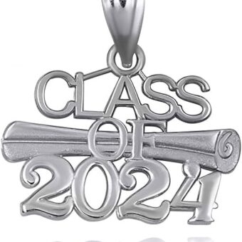 Claddagh Gold .925 Sterling Silver Class Of 2024 Graduation Diploma Pendant Necklace and Pendant Only