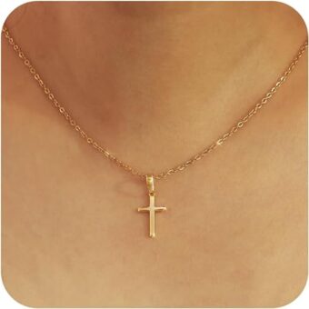 Cross Necklace for Women - 18K Gold Plated/White Gold Plated Cross Necklace, Dainty Gold Necklace, Gold Cross Necklaces for Women Trendy, Cross...