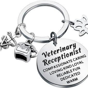 ENSIANTH Veterinary Receptionist Keychain Vet Tech Assistant Appreciation Gift Future Veterinarian Keychain Vet Student Gift