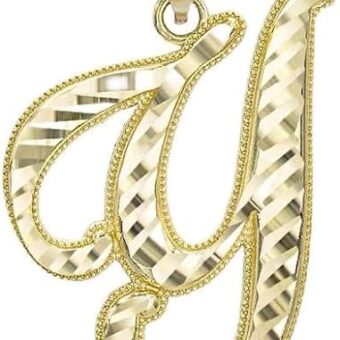 Exquisite 10K or 14K Yellow Gold Fine Dangling Cursive Initial A-Z Charm Pendant - Choice of Initial Letter and Metal