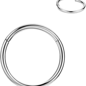 FANSING 316l Surgical Steel Hinged Nose Rings Hoop 20G 18G 16G 14G 12G 10G 8G 6G, Diameter 5mm to 22mm, Gold - Rose Gold - Silver - Black - Blue -...